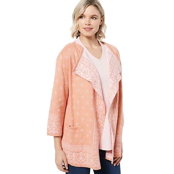 Isaac Mizrahi Live! True Denim Jacquard Sweater BLUSH NWOT SIZE XXS - Picture 1 of 7